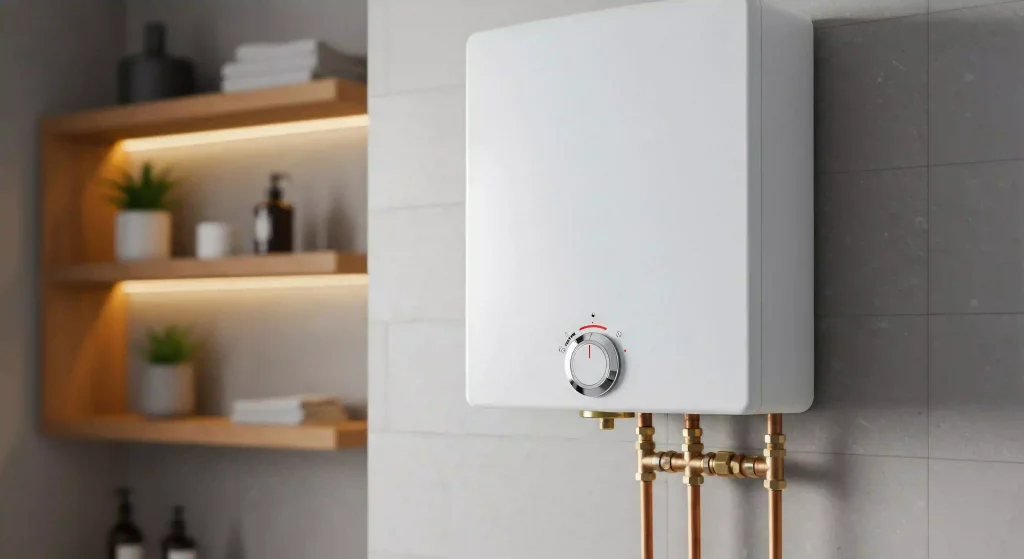wall mounted water heater appliance in modern bathroom free photo
